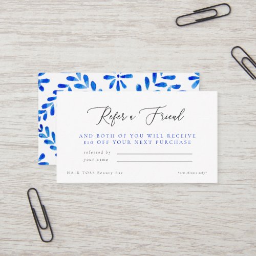 Cobalt Blue Salon Refer a Friend Discount  Business Card