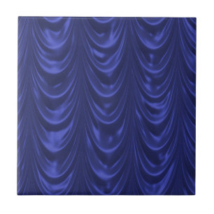 Cobalt Blue Satin Fabric with Scalloped Texture Ceramic Tile