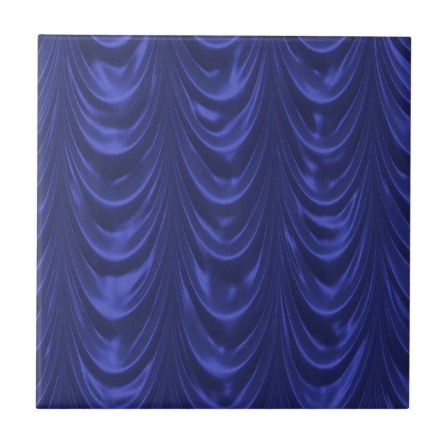 Cobalt Blue Satin Fabric with Scalloped Texture Ceramic Tile (Front)