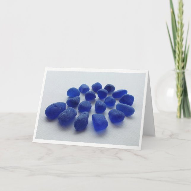 Cobalt Blue Sea Glass Spiral Greeting Card (Front)