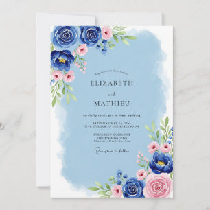 Cobalt Blue Serene Spring Wedding Invitation