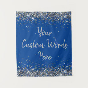 Cobalt Blue Silver Birthday Party Photo Booth Prop Tapestry