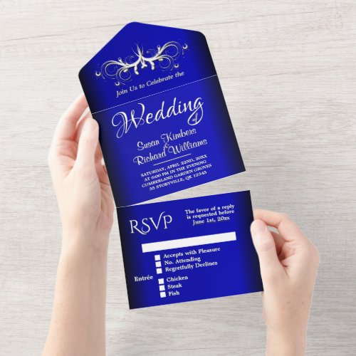 Cobalt Blue Simplicity All In One Invitation