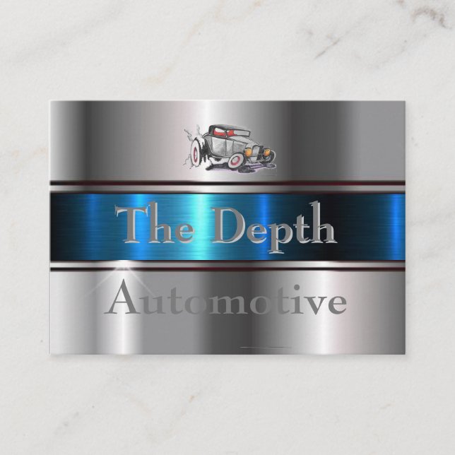 Cobalt Blue & Steel Silver w/Antique Car Business Card (Front)
