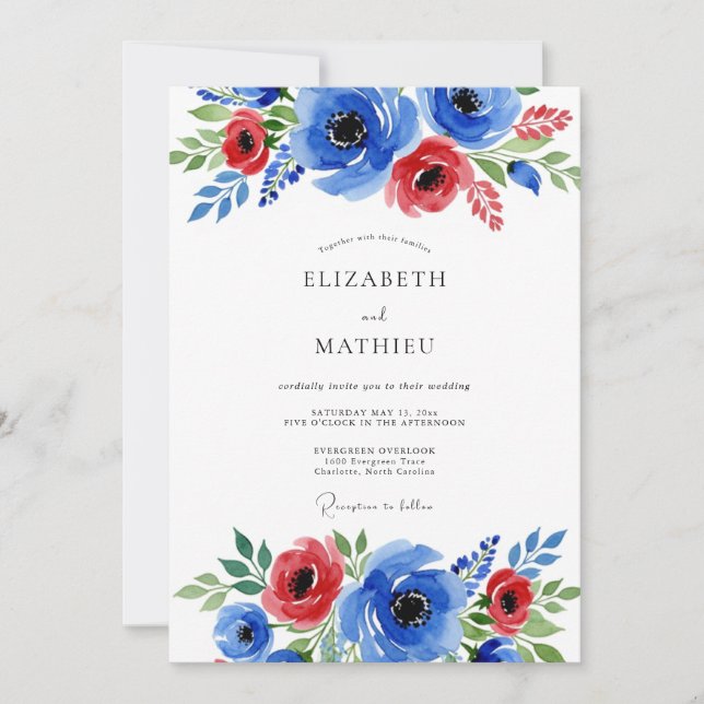 Cobalt Blue Stunning Summer Wedding Invitation (Front)