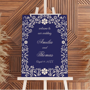 Cobalt Blue Talavera Wedding Welcome Sign