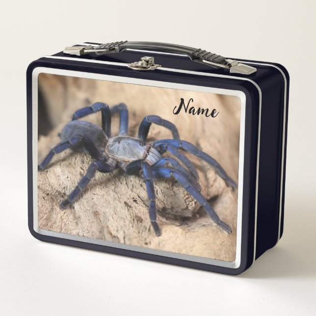 Cobalt Blue Tarantula Spider Metal Lunch Box (Front)