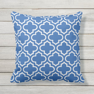 Cobalt Blue Trellis Pattern Outdoor Pillows