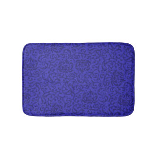 Cobalt Blue Tudor Garden Floral Damask Bath Mat