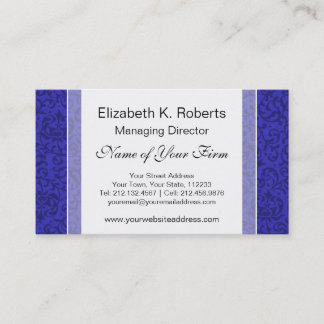 Cobalt Blue Tudor Garden Floral Damask Business Card