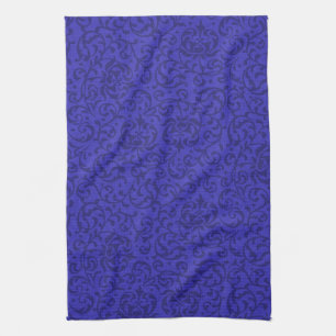 Cobalt Blue Tudor Garden Floral Damask Kitchen Towel