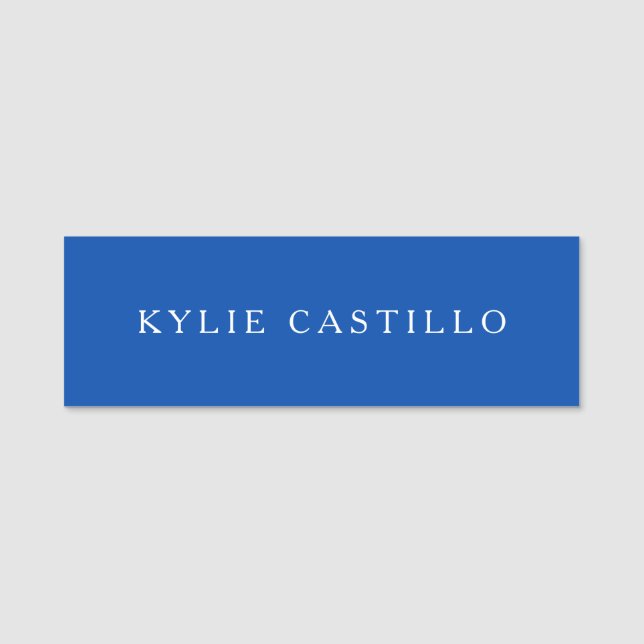 Cobalt Blue Unique Classical Professional Name Tag (Front)