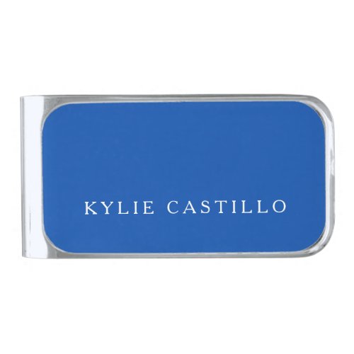 Cobalt Blue Unique Classical Professional Silver Finish Money Clip