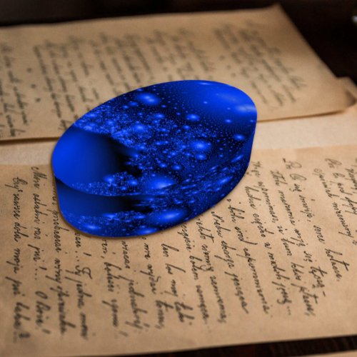 Cobalt Blue Universe Fractal Art Paperweight