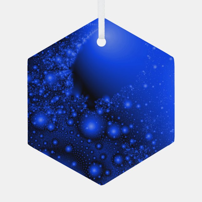 Cobalt Blue Universe Fractal Art Suncatcher Glass Ornament (Back)