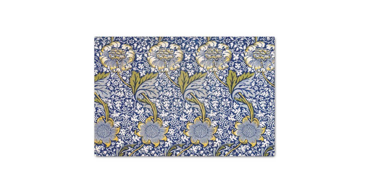 Cobalt Blue Vintage William Morris Decoupage Tissue Paper Zazzle