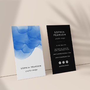 Cobalt Blue Watercolor Blot Vertical Social Media Business Card