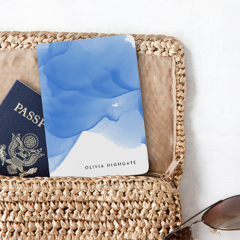Cobalt Blue Watercolor Personalized Passport Holder by RedwoodAndVine at Zazzle
