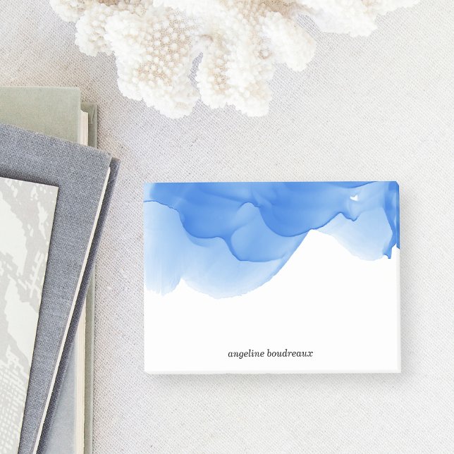 Cobalt Blue Watercolor Personalized Post-it Notes (Creator Uploaded)
