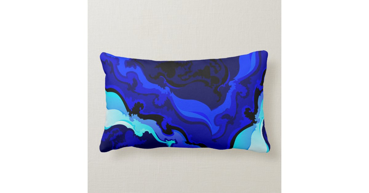 Cobalt Blue Wave Swirl Pillow Design