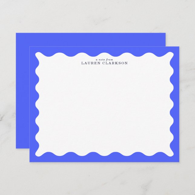 Cobalt Blue Wavy Frame Note Card (Front/Back)
