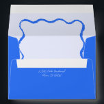 Cobalt Blue Wavy Squiggle Wedding Invitation  Envelope<br><div class="desc">A trendy retro cobalt blue wavy border handwritten squiggle style wedding envelope for the invitations following the latest trend in wedding stationary.</div>