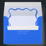 Cobalt Blue Wavy Squiggle Wedding Invitation  Envelope<br><div class="desc">A trendy retro cobalt blue wavy border handwritten squiggle style wedding envelope for the invitations following the latest trend in wedding stationary.</div>
