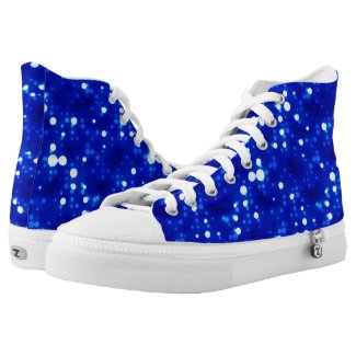 Cobalt Blue White Bokeh Effect Constellations High-Top Sneakers
