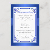 Cobalt Blue, White Floral, Hearts Enclosure Card (Back)