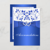 Cobalt Blue, White Floral, Hearts Enclosure Card (Front/Back)