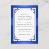Cobalt Blue, White Floral Wedding Reception Card (Back)