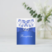 Cobalt Blue, White Floral Wedding Reception Card (Standing Front)