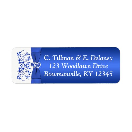 Cobalt Blue White Hearts Return Address Label