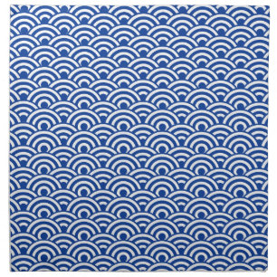 Cobalt Blue White Japanese Wave Pattern Napkin