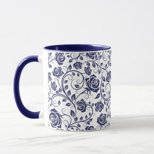 Cobalt Blue with Roses Mug