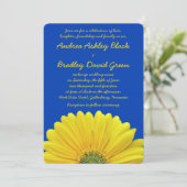 Cobalt Blue Yellow Gerber Daisy Wedding Invitation (Standing Front)