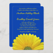 Cobalt Blue Yellow Gerber Daisy Wedding Invitation (Front/Back)
