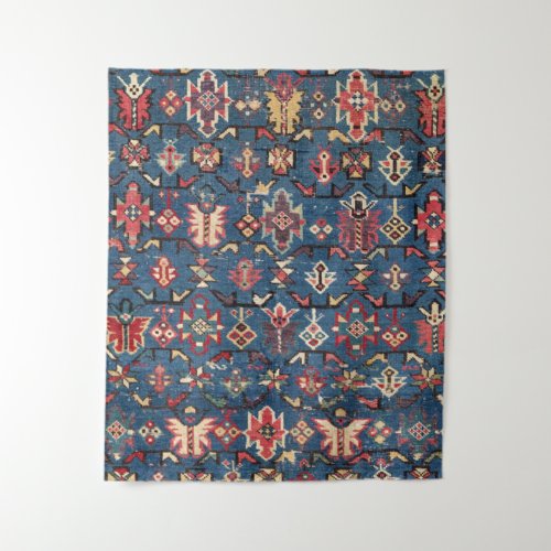 Cobalt Blue Yellow Red Aztec Butterfly  Tapestry