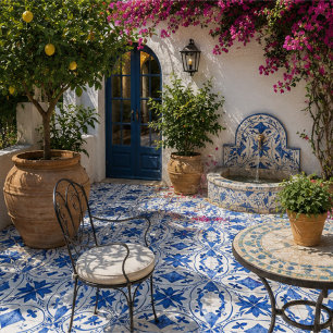 Cobalt Breeze Hand-Painted Blue Mediterranean Ceramic Tile
