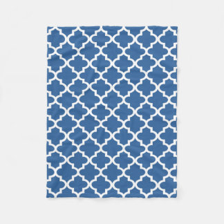Cobalt Bright Blue Moroccan Tile Trellis Fleece Blanket