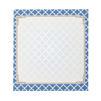 Cobalt Bright Blue Moroccan Tile Trellis Notepad