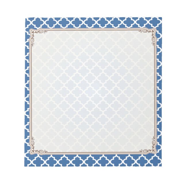Cobalt Bright Blue Moroccan Tile Trellis Notepad (Front)