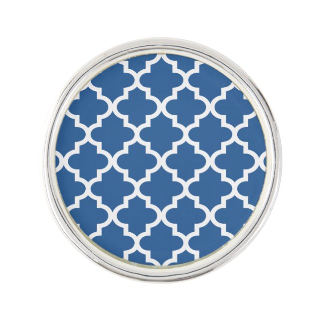 Cobalt Bright Blue Moroccan Tile Trellis Pin (Front)