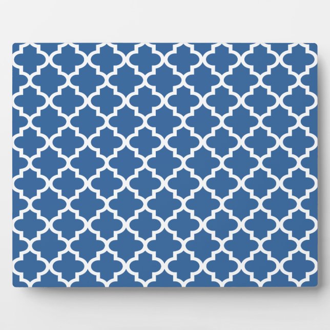 Cobalt Bright Blue Moroccan Tile Trellis Plaque (Front)
