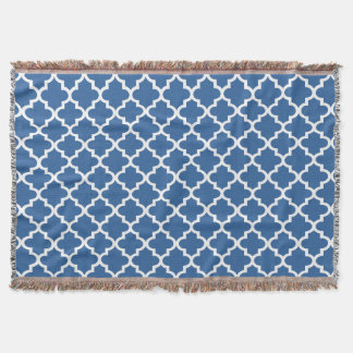 Cobalt Bright Blue Moroccan Tile Trellis Throw Blanket