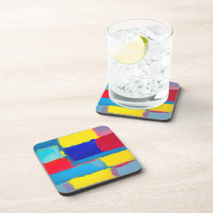 "Cobalt Carnival" Abstract Art Beverage Coaster