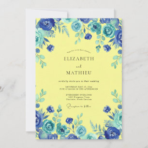 Cobalt Citrine Painted Wedding Invitation