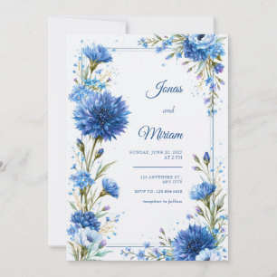 Cobalt Cornflower Botanical Wedding Invitation