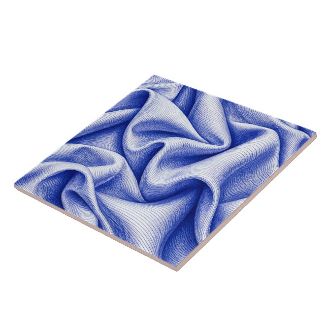 Cobalt Drapery Ceramic Tile (Side)