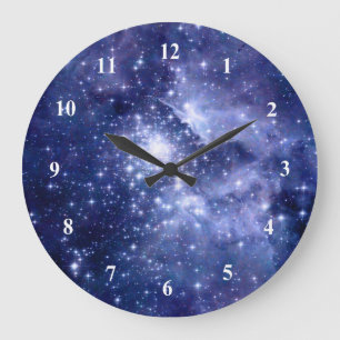 Cobalt Dreams Stars Galaxies Space Universe Large Clock